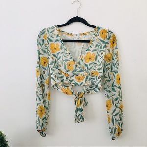 Zara floral blouse cropped